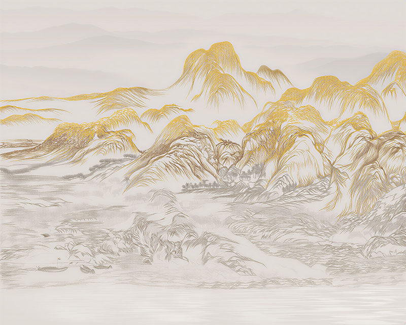 新中式背景墙金色