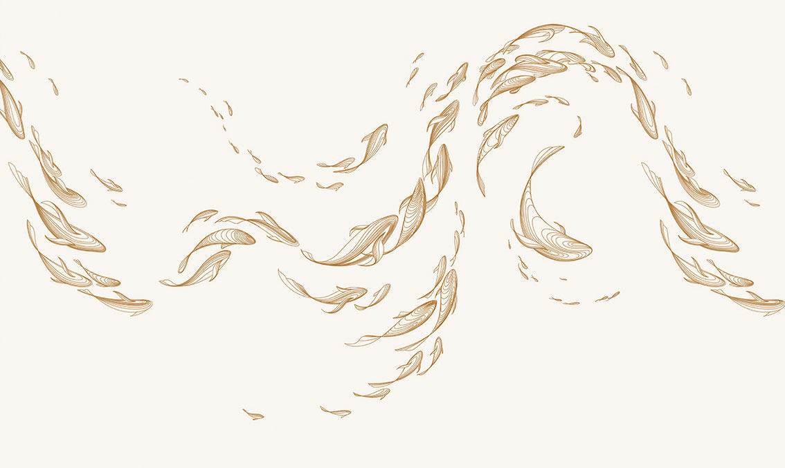 现代简约抽象鱼群