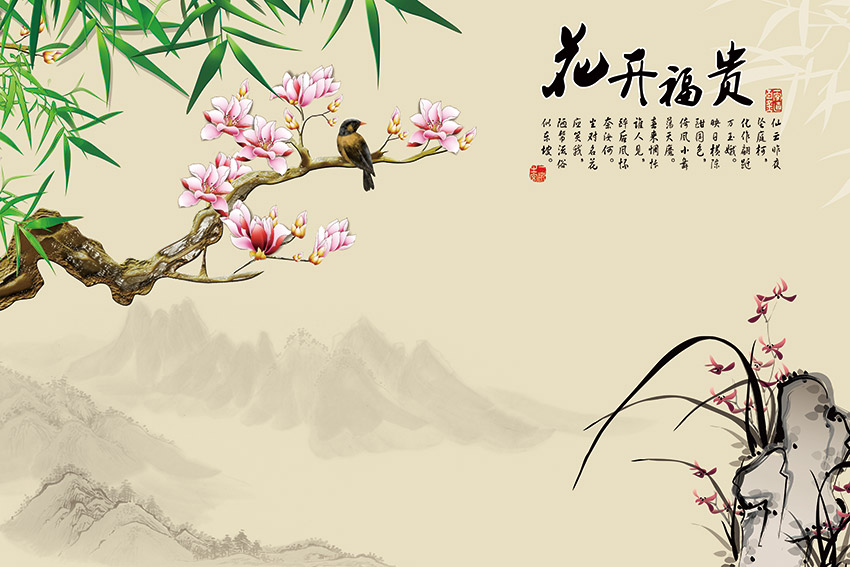 花开富贵  花鸟