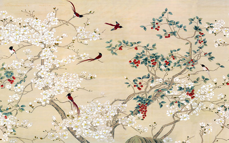 背景墙新中式花鸟