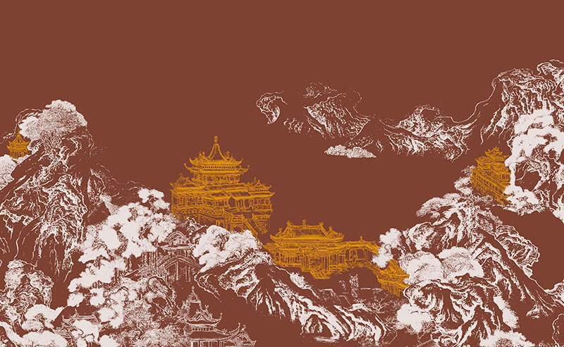 新中式背景墙阁楼