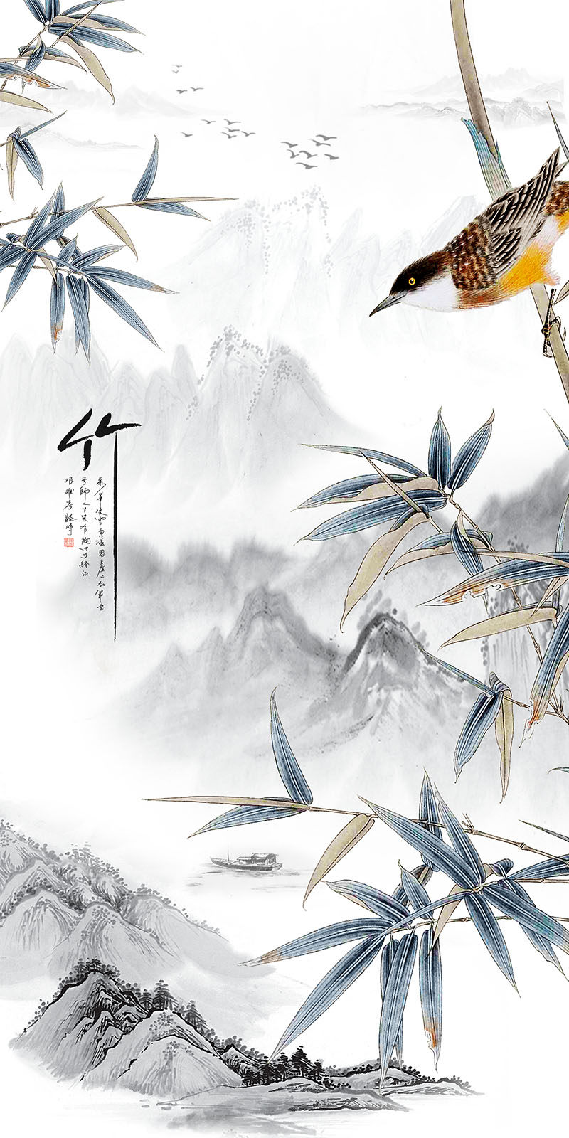 新中式玄关水墨竹