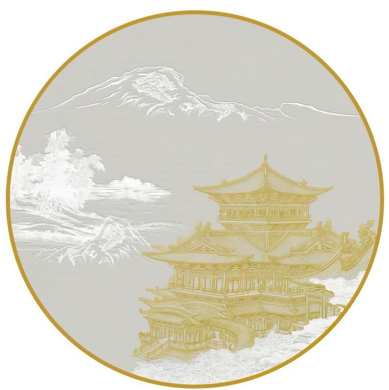 圆形装饰画 楼阁