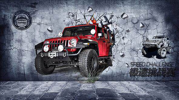 破墙而出豪华汽车