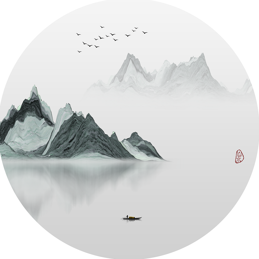 新中式圆形山水 