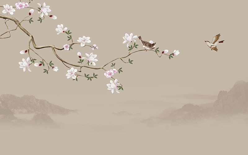 背景墙新中式花鸟