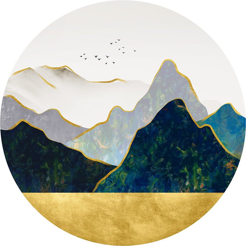 现代手绘抽象山水