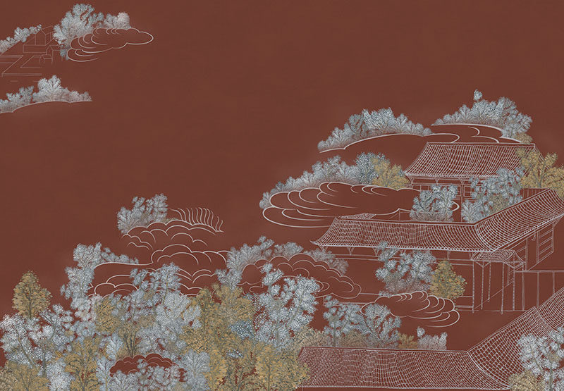 背景墙新中式阁楼