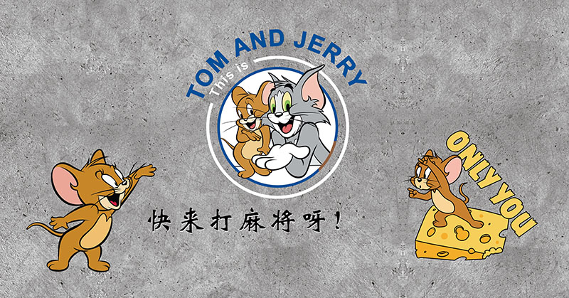 工装麻将馆卡通猫