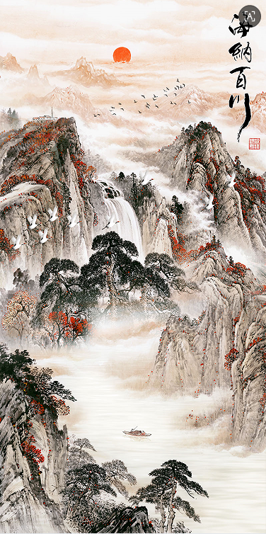 玄关新中式山水海