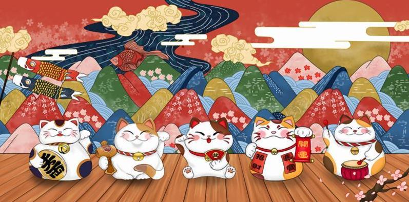 可爱卡通招财猫日