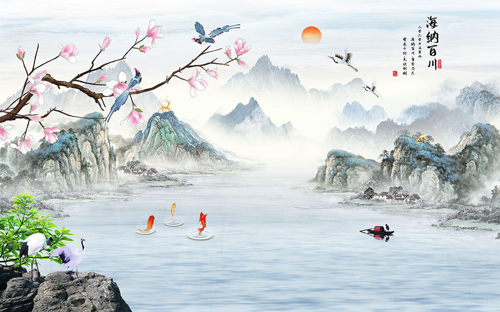 新中式山水背景墙