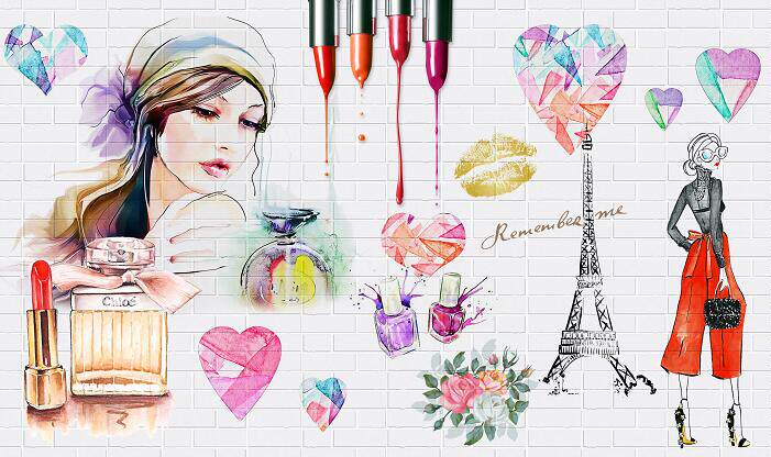 唯美水彩美妆店背