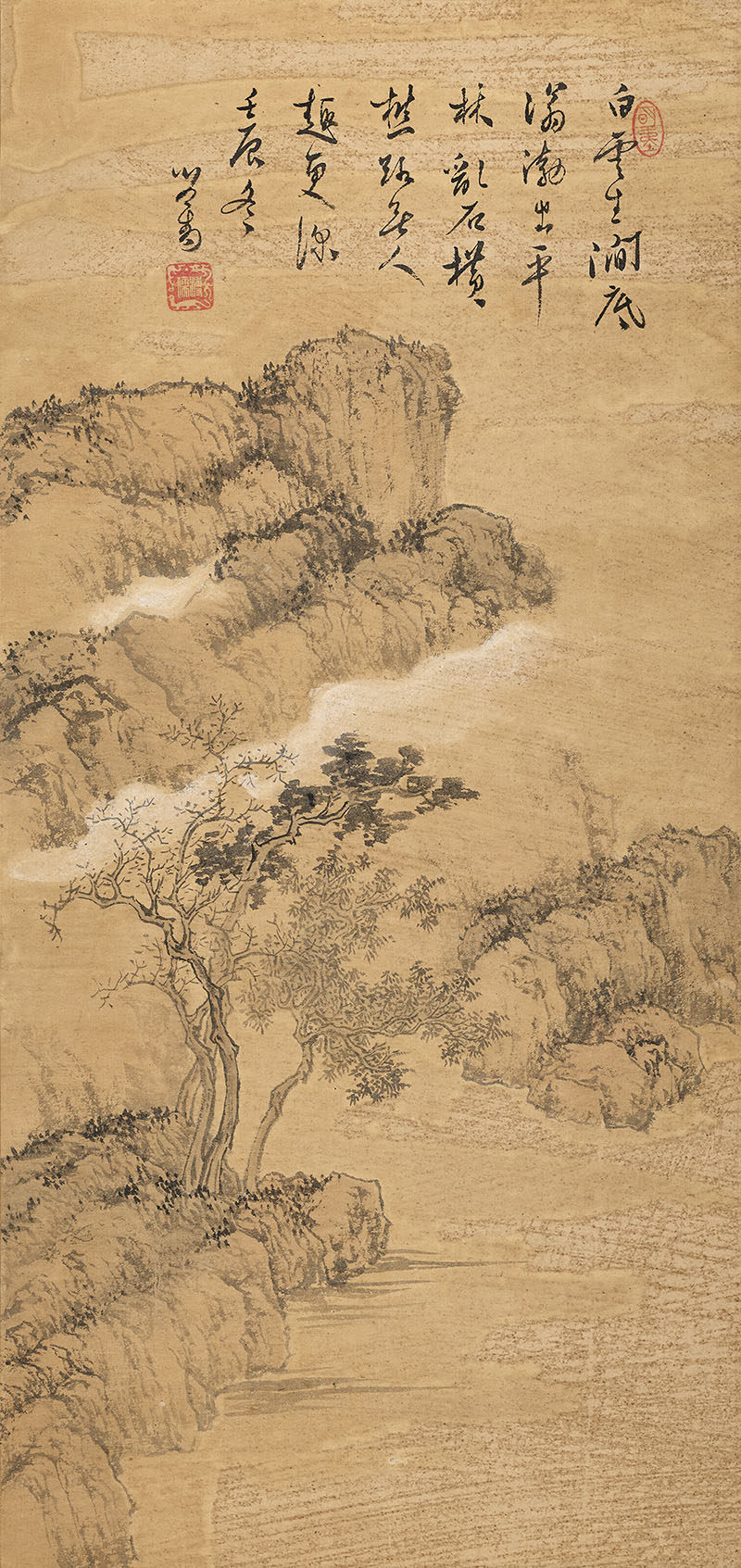 新中式玄关古画山