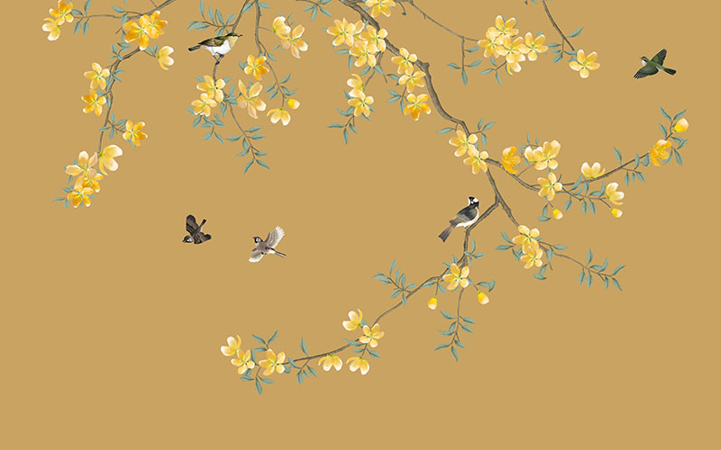 新中式花鸟背景墙