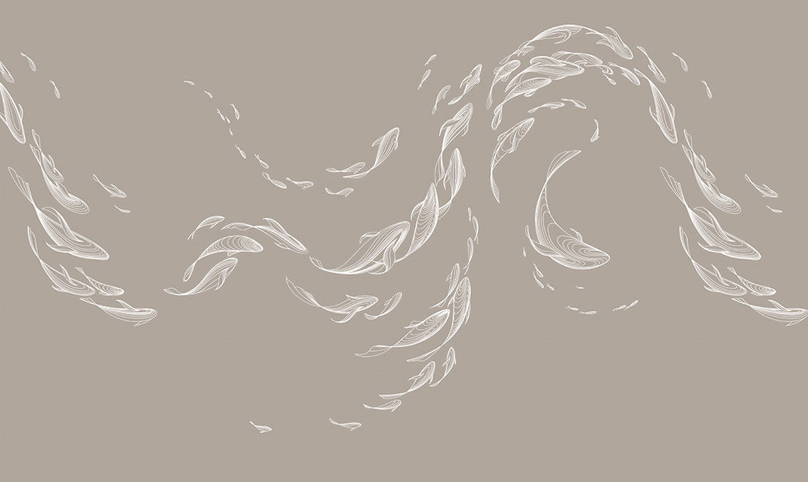 现代简约抽象鱼群