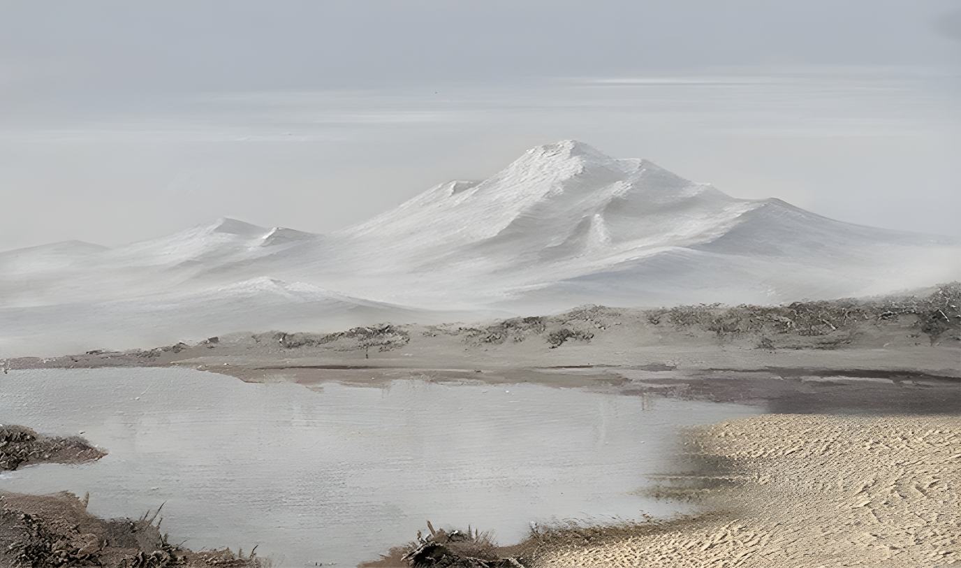 现代简约油画雪山