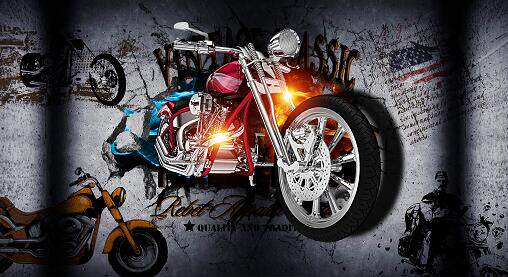 摩托车破墙墙砖背