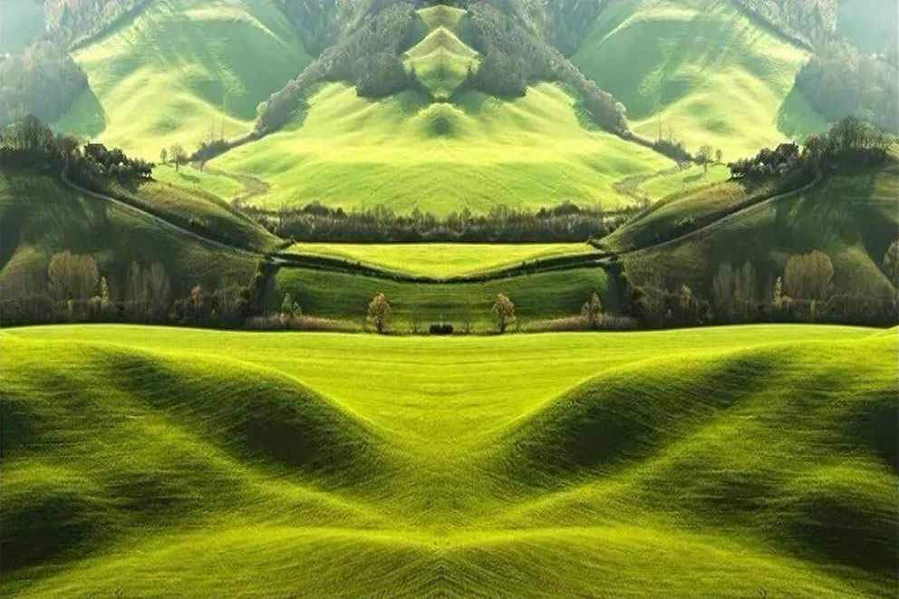 现代简约草原山峰