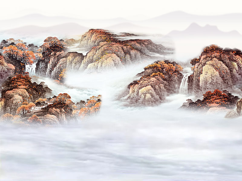 背景墙新中式彩色