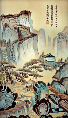 中国名画水墨 蓝