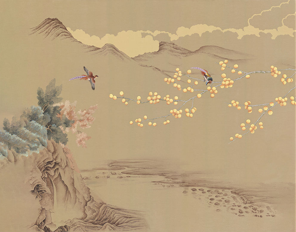新中式山水刺绣图
