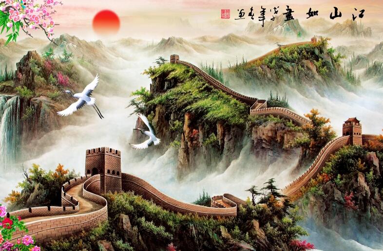 万里长城飞鹤太阳