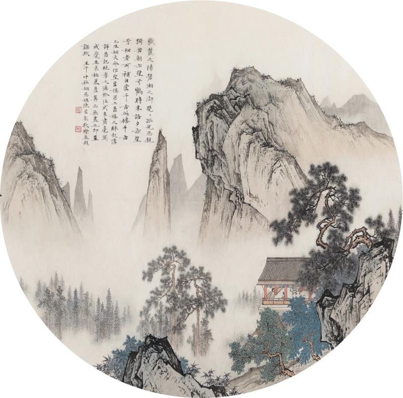 中式手绘山水抽象