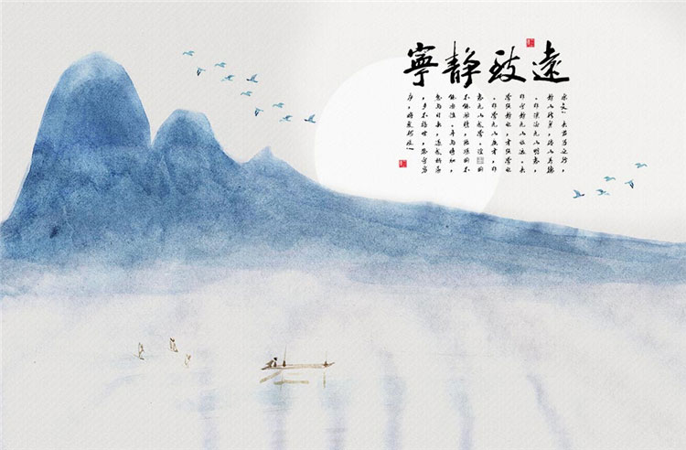 新中式复古山水花
