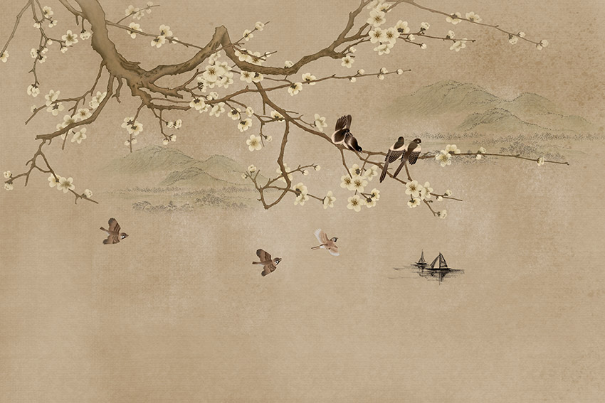 中式工笔花鸟山水