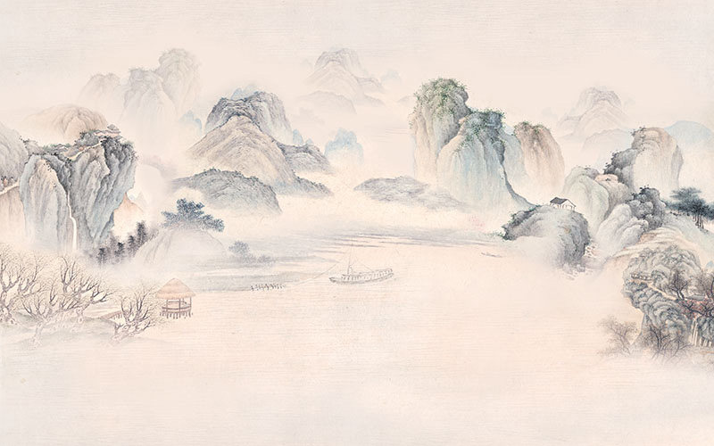 背景墙新中式山水
