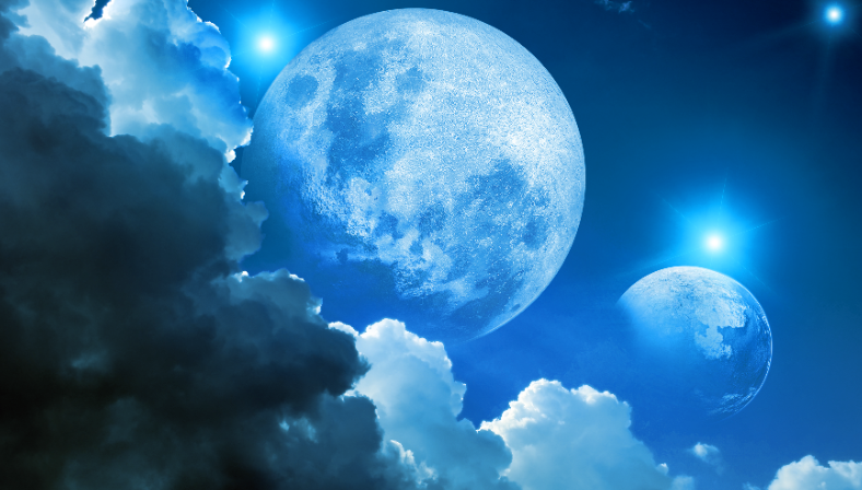 夜空圆月云彩吊顶