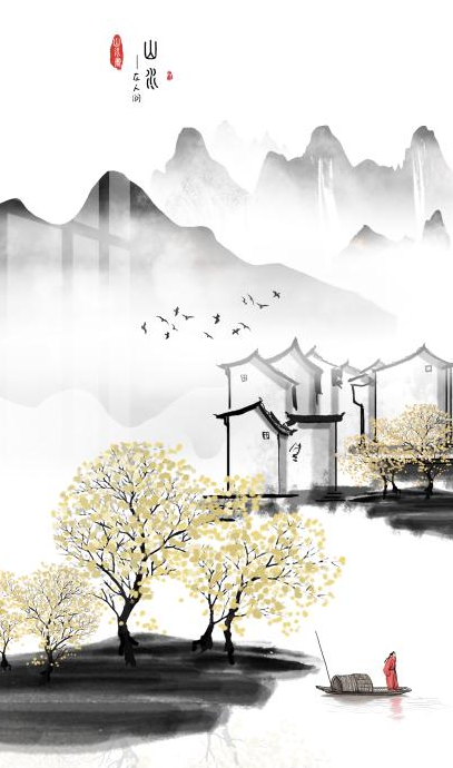 新中式水墨山水禅