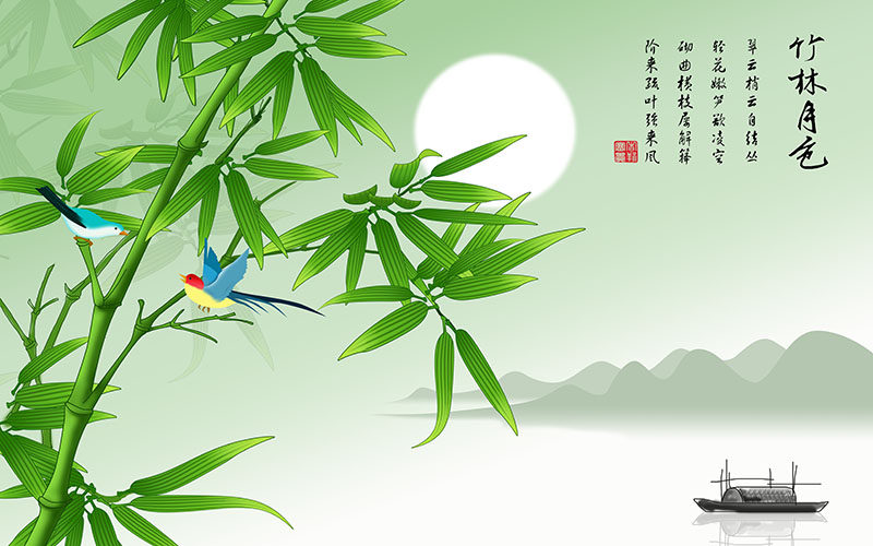 背景墙新中式竹林