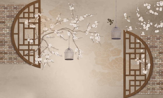 古典工笔花鸟背景