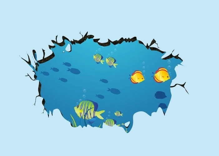 冰面破洞海底鱼冰