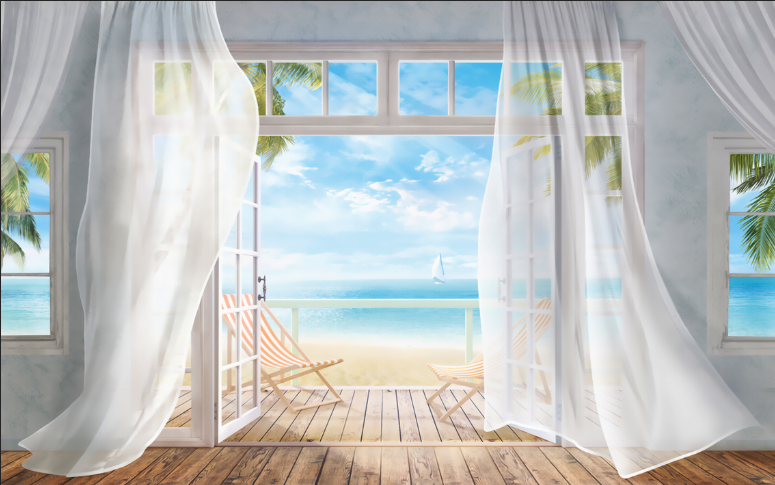 现代简约背景墙窗