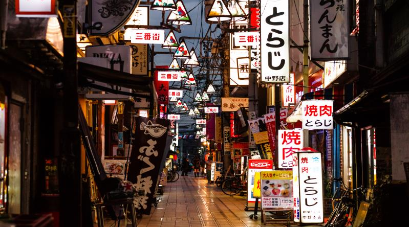 街道夜景街景烧肉