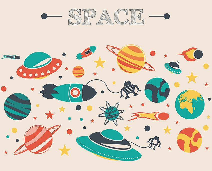 卡通抽象宇宙星球
