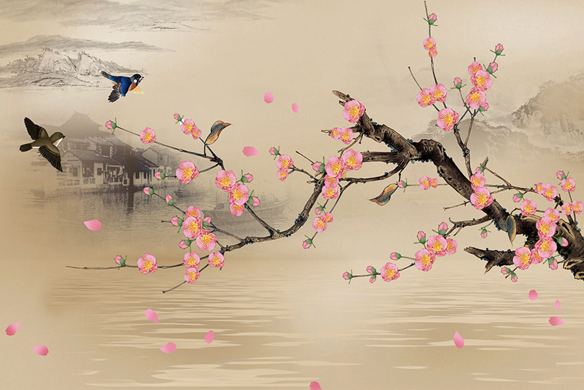 山水意境 梅花 