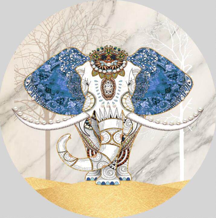 圆形装饰画 大象