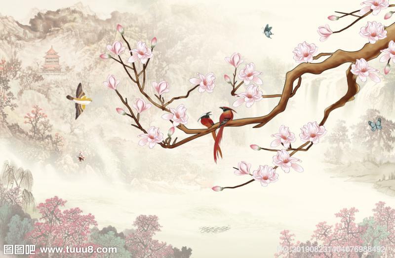 中式花鸟山水电视