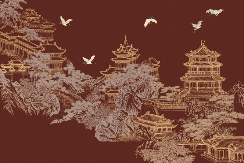 新中式阁楼复古山