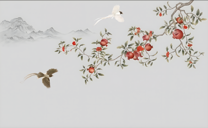 新中式山水花鸟石