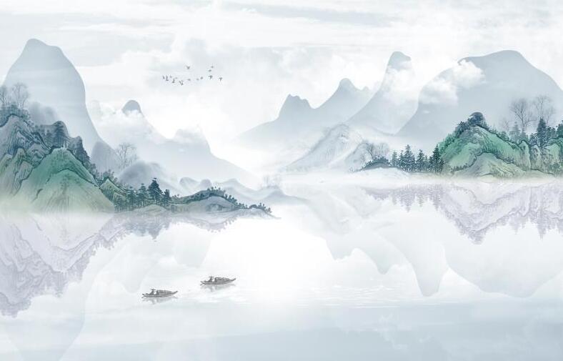 新中式水墨山水飞