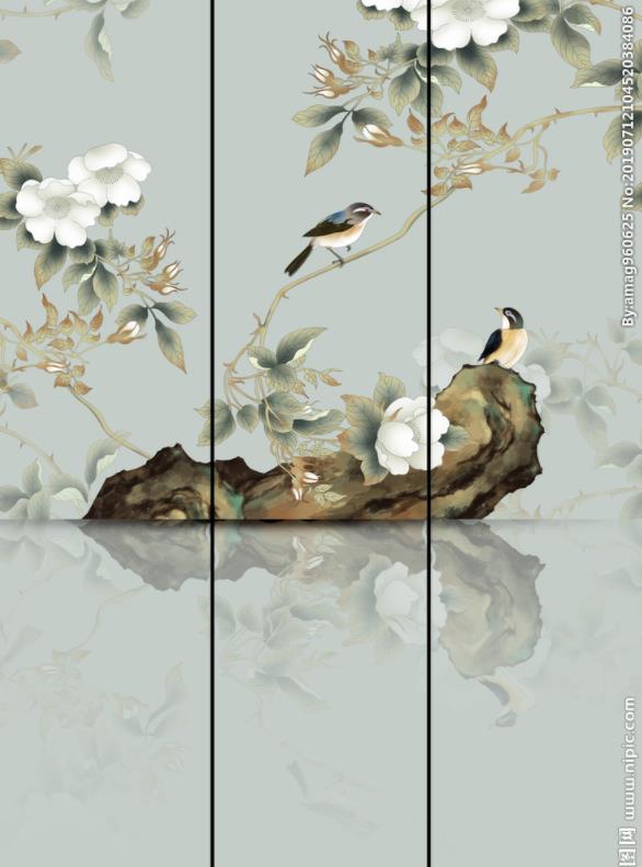新中式花鸟背景墙
