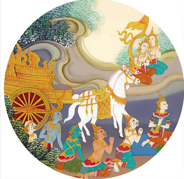 圆形装饰画 马车