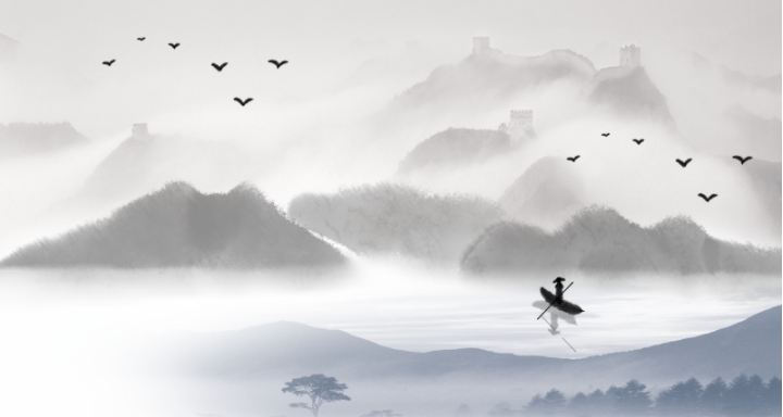 中式山水背景墙意