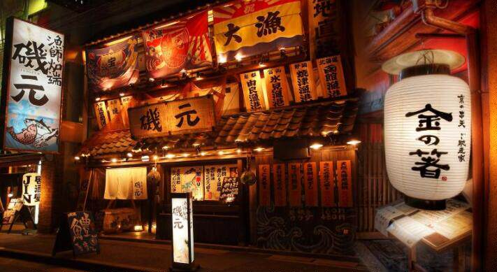 霓虹灯日本夜景背