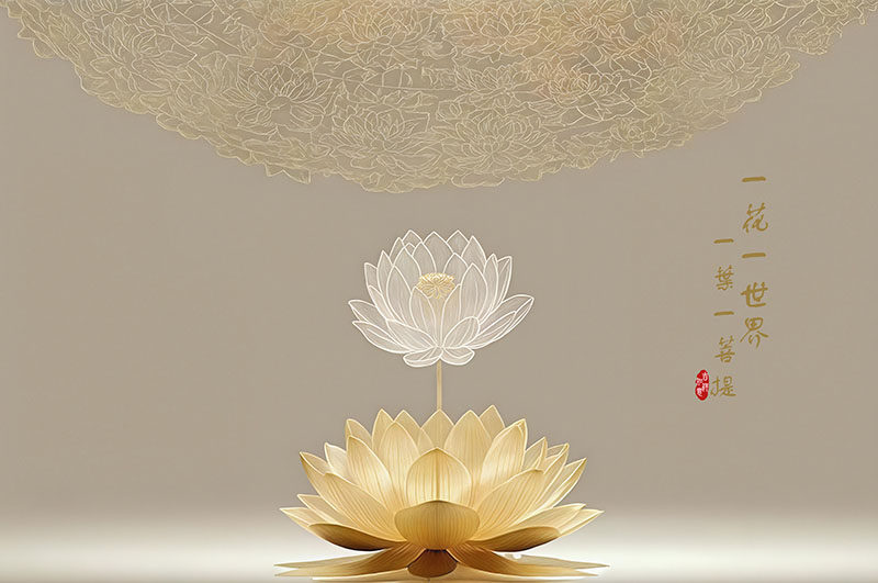 新中式金色莲花背